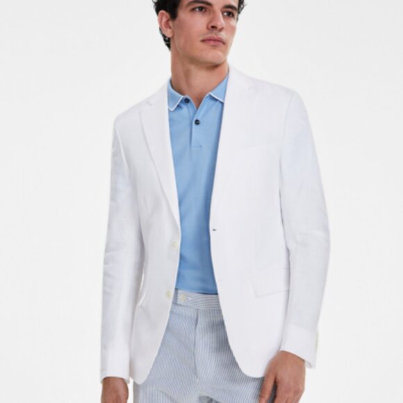 Tommy Hilfiger Mens Modern-Fit Linen Sport Coat White NWT - Picture 1 of 2